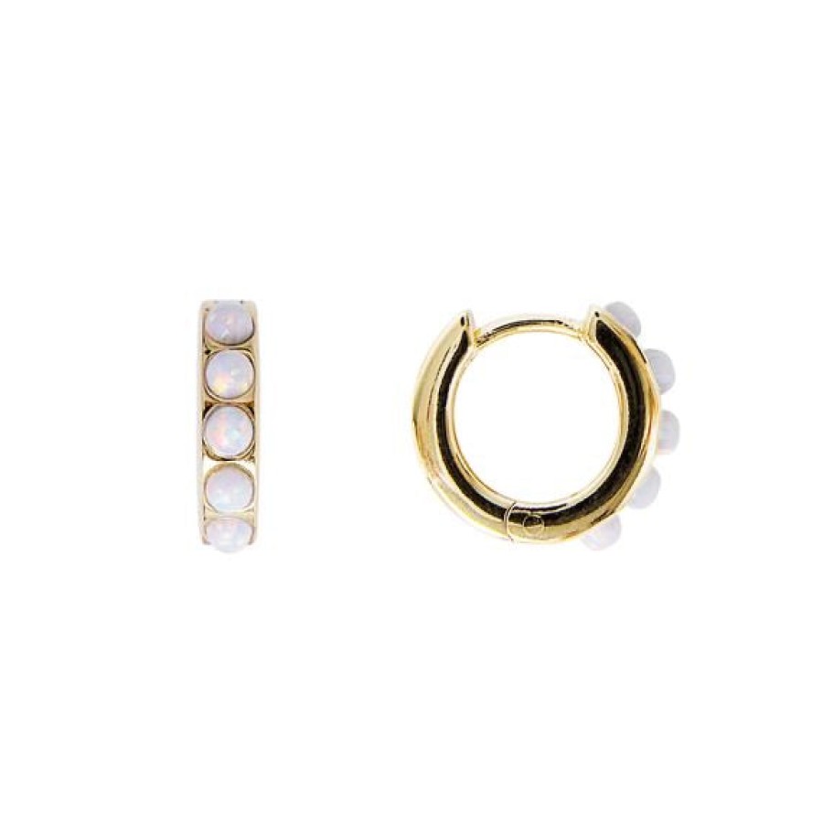 Jewellery Fairley | Fairley Ivory Opal Crystal Huggies