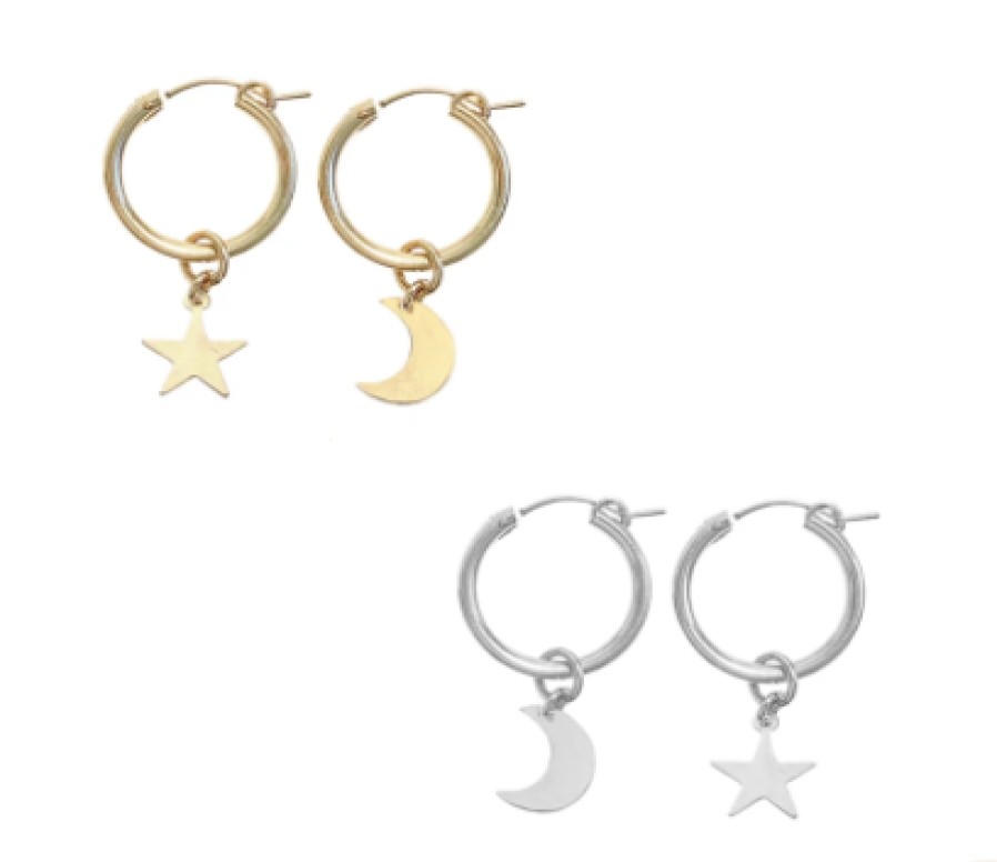 Jewellery MISUZI | Misuzi Paris Hoop Moon And Star Gold