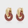 Jewellery Luv AJ | Luv Aj Pave Interlock Hoops Gold Ruby Red