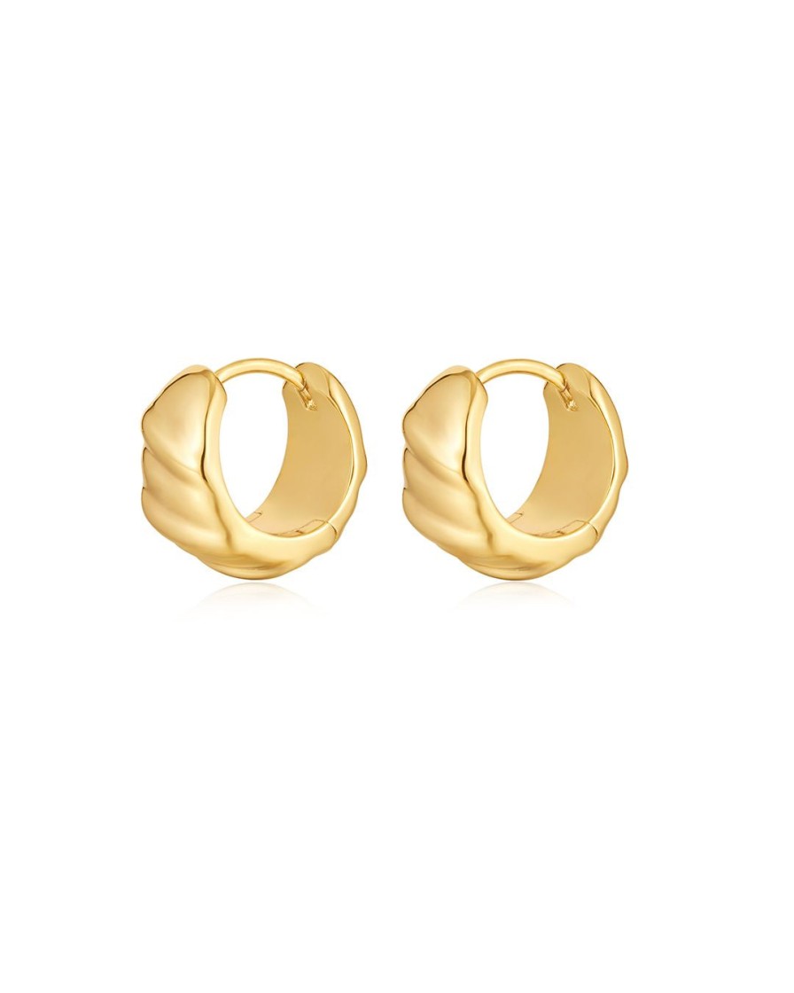 Jewellery Luv AJ | Luv Aj The Hammered Ridged Huggies Gold