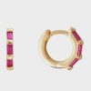 Jewellery Fairley | Fairley Ruby Crystal Baguette Huggies