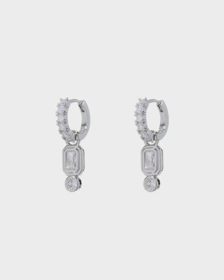 Jewellery Luv AJ | Luv Aj Pyramid Bezel Huggies Silver