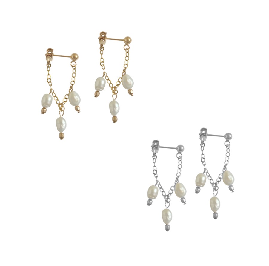 Jewellery MISUZI | Misuzi Triple Pearl Drop Silver