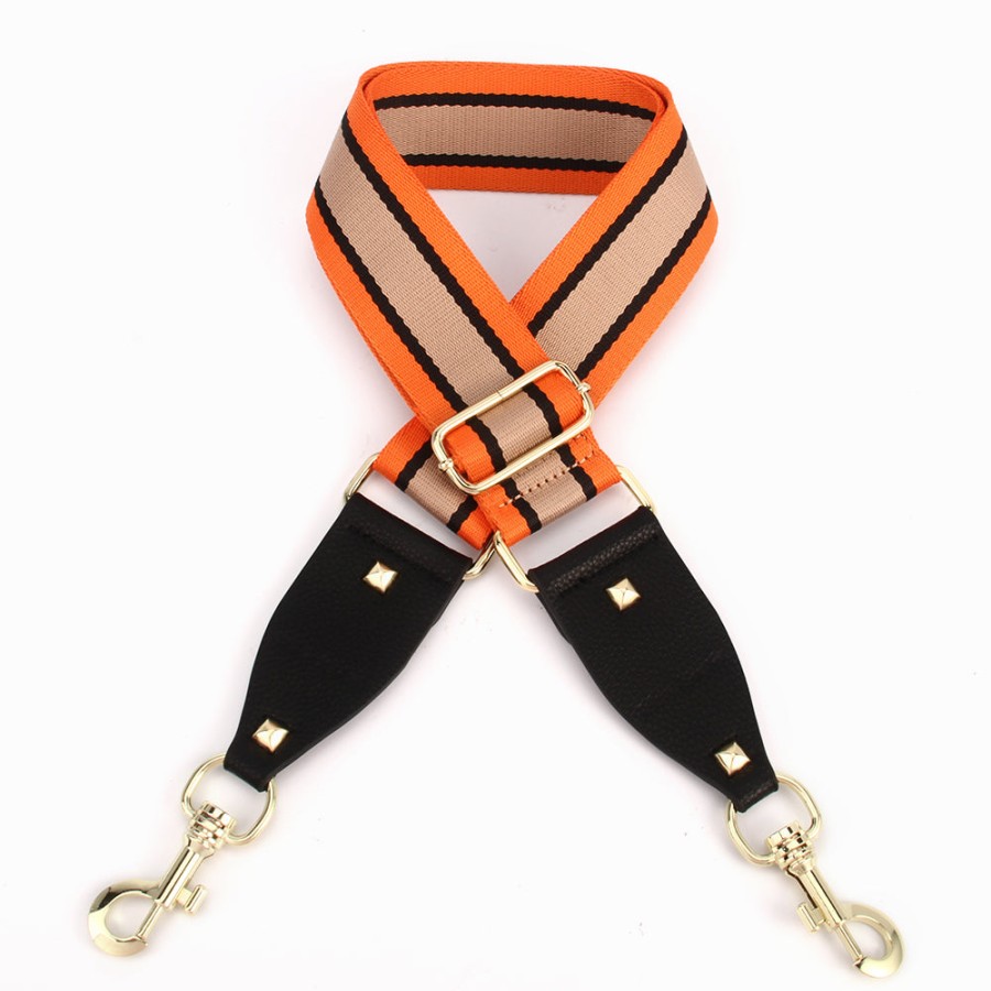 Accessories Hi Ho & Co | Hi Ho & Co Bag Strap Orange Black Nude Stripe