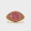 Jewellery Luv AJ | Luv Aj Pave Signet Ring Gold Ruby Red