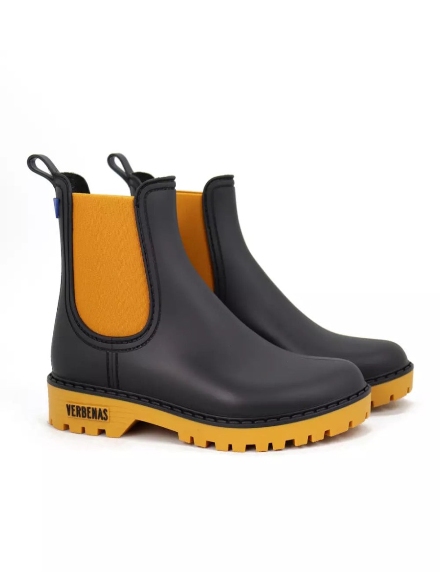 Shoes Verbenas | Verbenas Gaudi Welly Boot Black Yellow