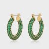 Jewellery Luv AJ | Luv Aj Pave Baby Amalfi Hoops Gold Emerald Green