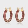 Jewellery Luv AJ | Luv Aj Pave Baby Amalfi Hoops Gold Ruby Red