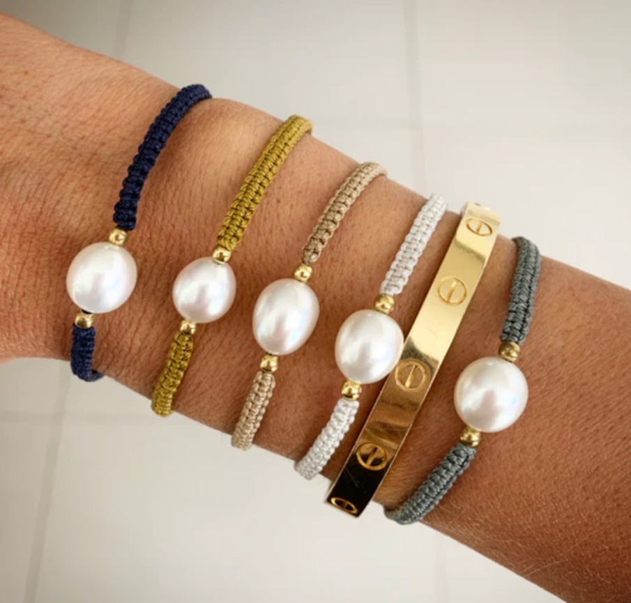 Jewellery Fairley | Fairley Pearl Rope Bracelet Sand