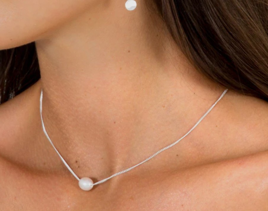 Jewellery Fairley | Fairley Pearl Teardrop Necklace Silver