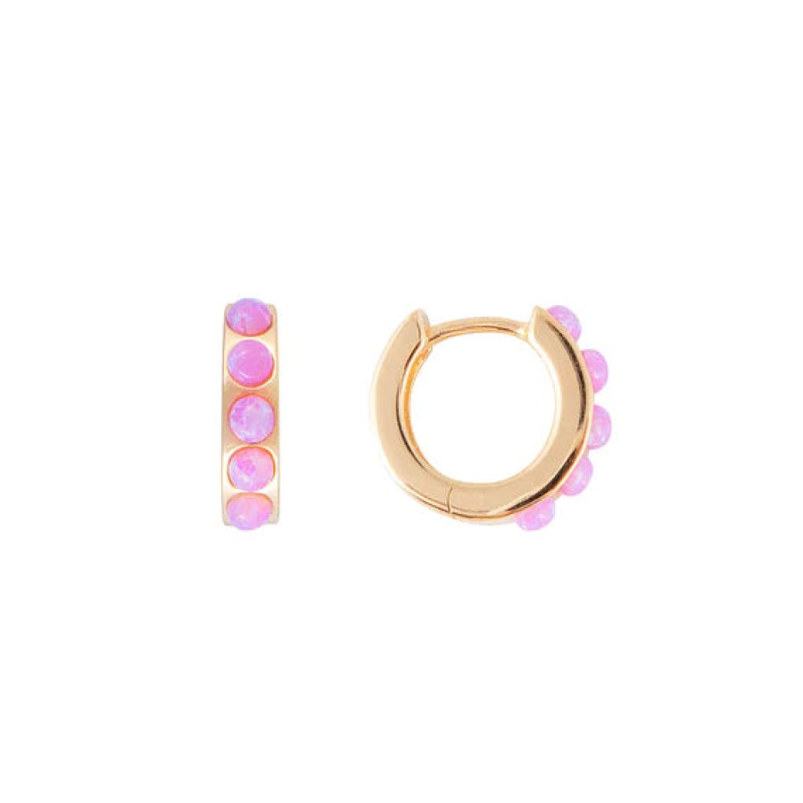 Jewellery Fairley | Fairley Pink Opal Crystal Huggies