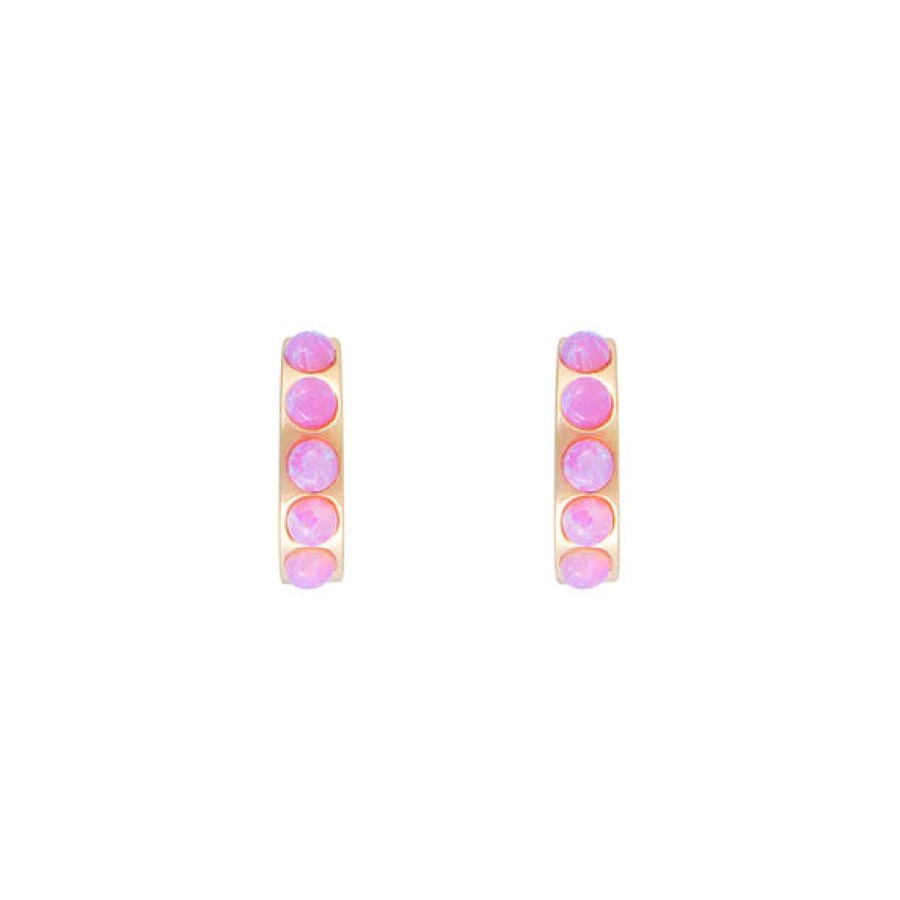 Jewellery Fairley | Fairley Pink Opal Crystal Huggies