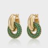 Jewellery Luv AJ | Luv Aj Pave Interlock Hoops Gold Emerald Green