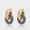 Jewellery Luv AJ | Luv Aj Pave Interlock Hoops Gold Blue Sapphire