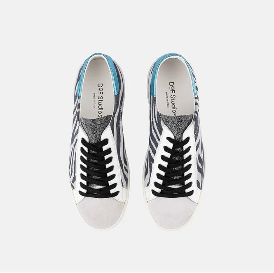 Shoes Department of Finery | D.O.F Indiana - Zebra Suede/Azzurro