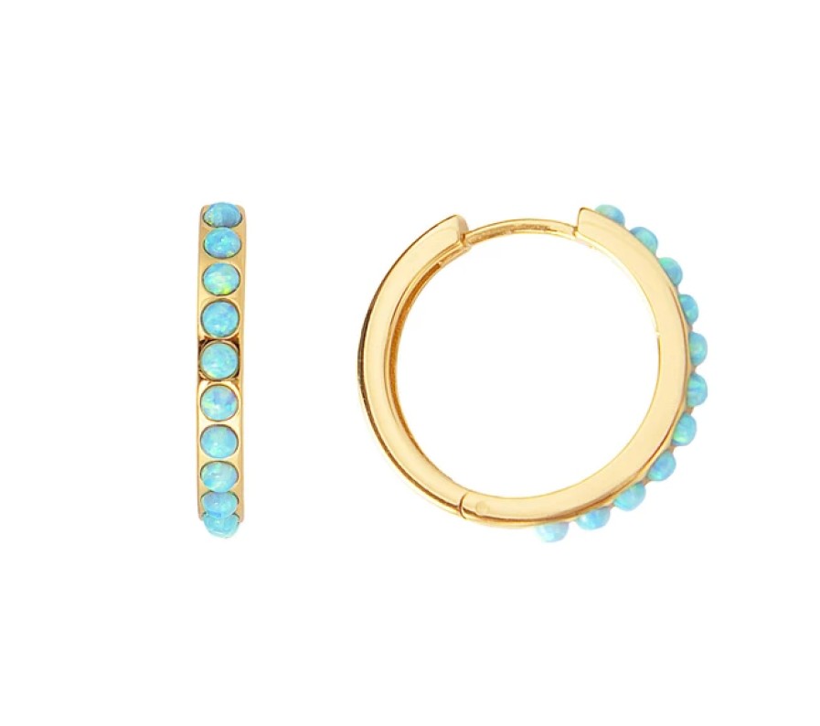 Jewellery Fairley | Fairley Blue Opal Crystal Maxi Hoops