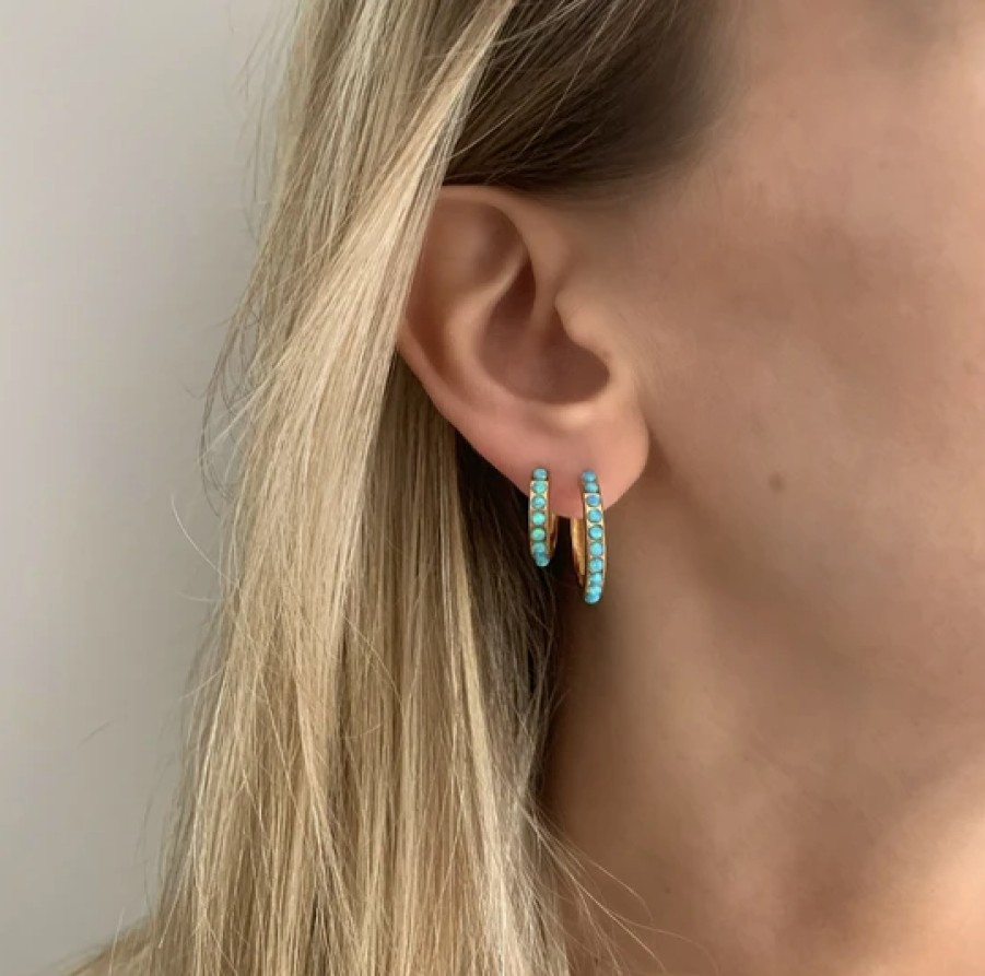 Jewellery Fairley | Fairley Blue Opal Crystal Maxi Hoops