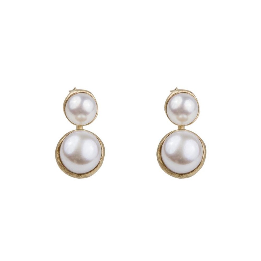 Jewellery Fairley | Fairley Double Pearl Ear Jackets Gold