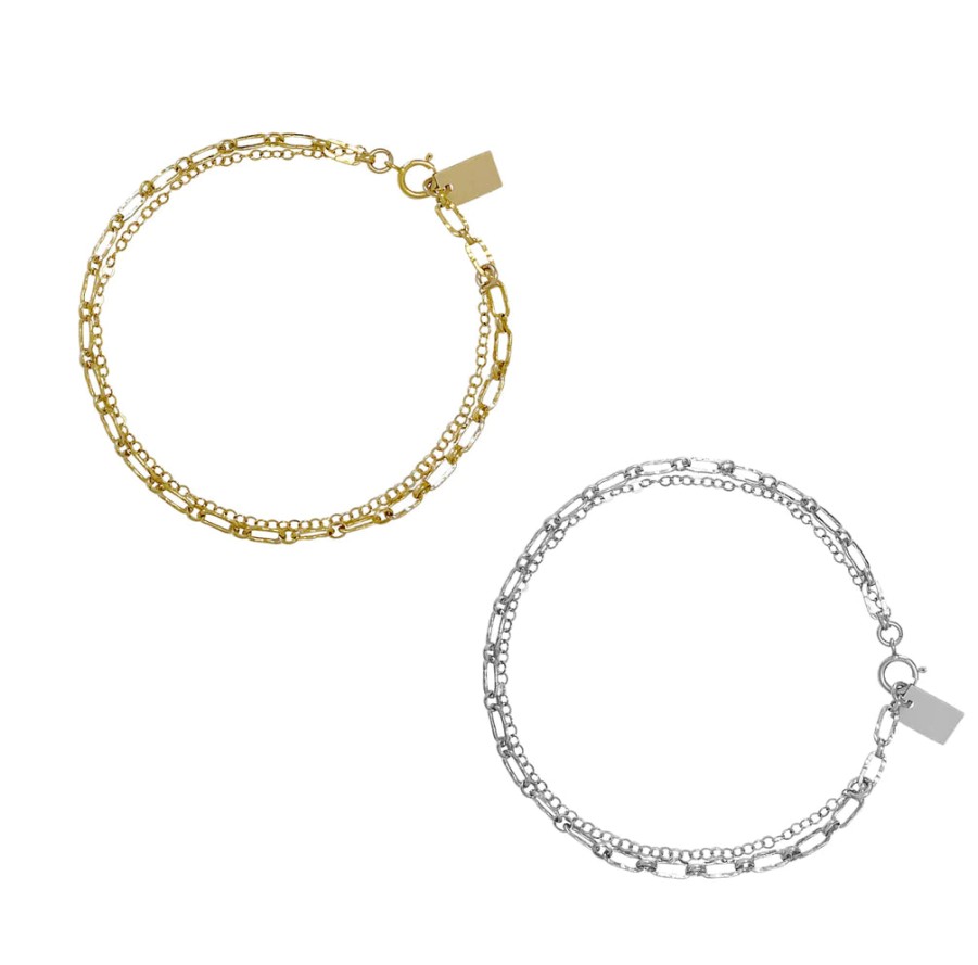 Jewellery MISUZI | Misuzi Maple Double Chain Bracelet Silver