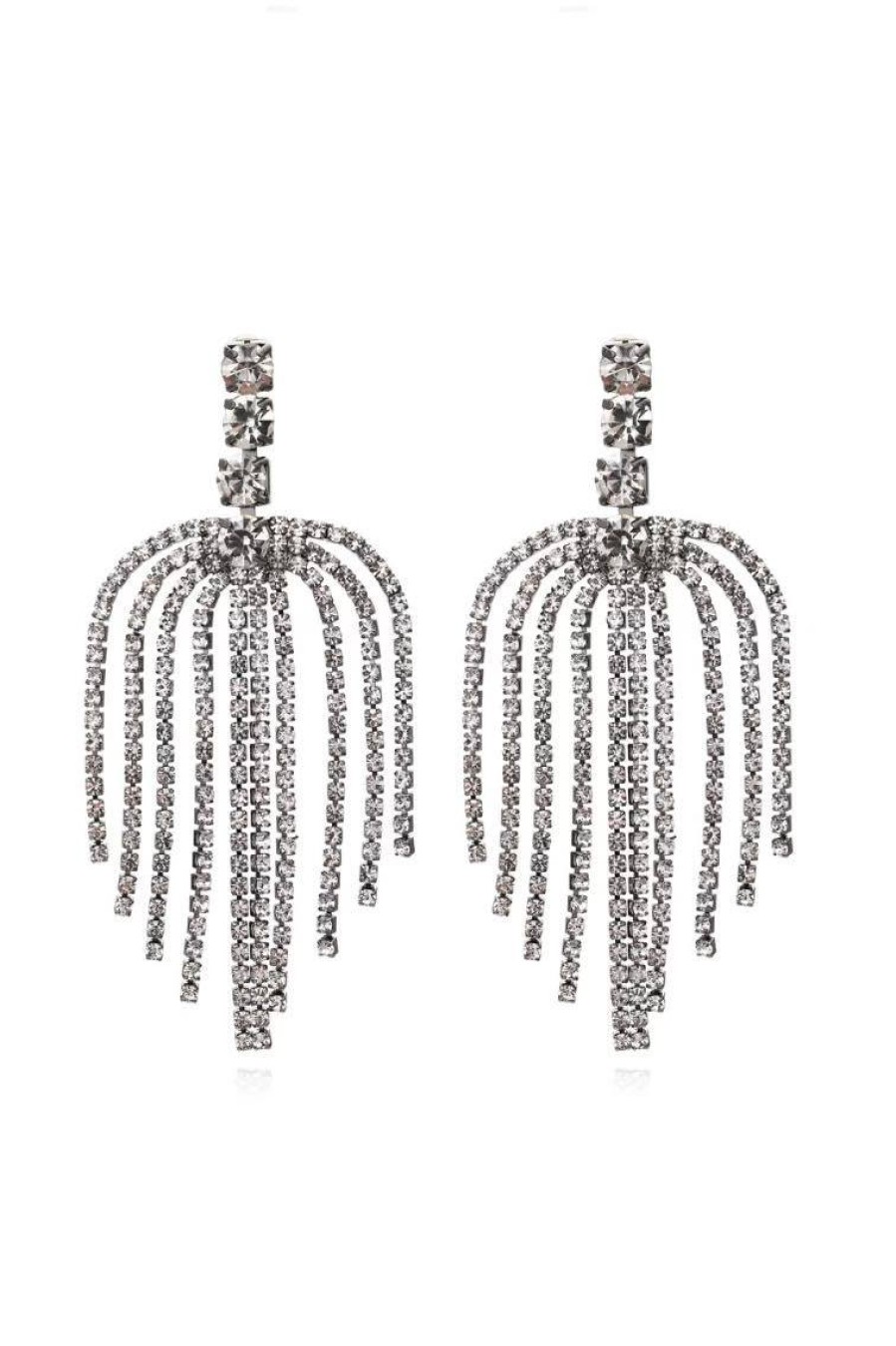 Jewellery Elphin Lane | Elphin Lane Crystal Fountain Tassle Earrings