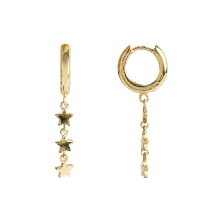 Jewellery Fairley | Fairley Mini Stardust Hoops Gold