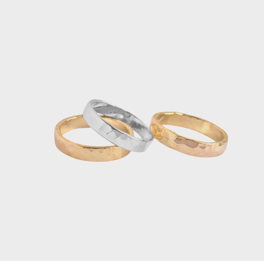 Jewellery MISUZI | Thick Hammered Ring 4.2Mm Gold