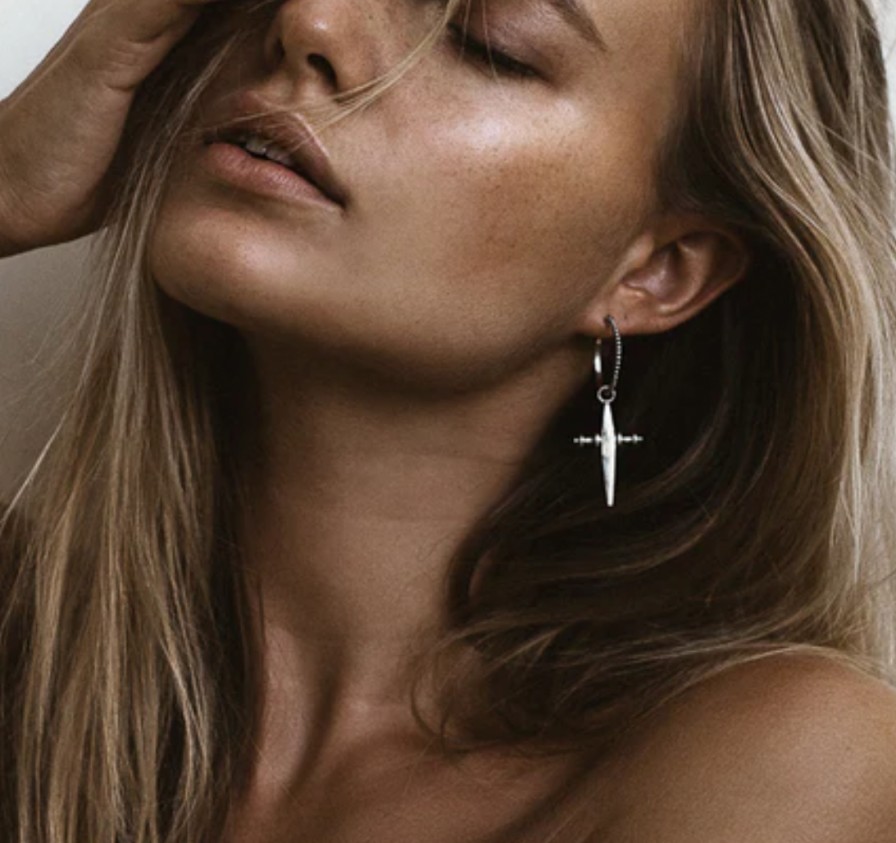 Jewellery Luv AJ | Luv Aj - Large Cross Hoops Silver