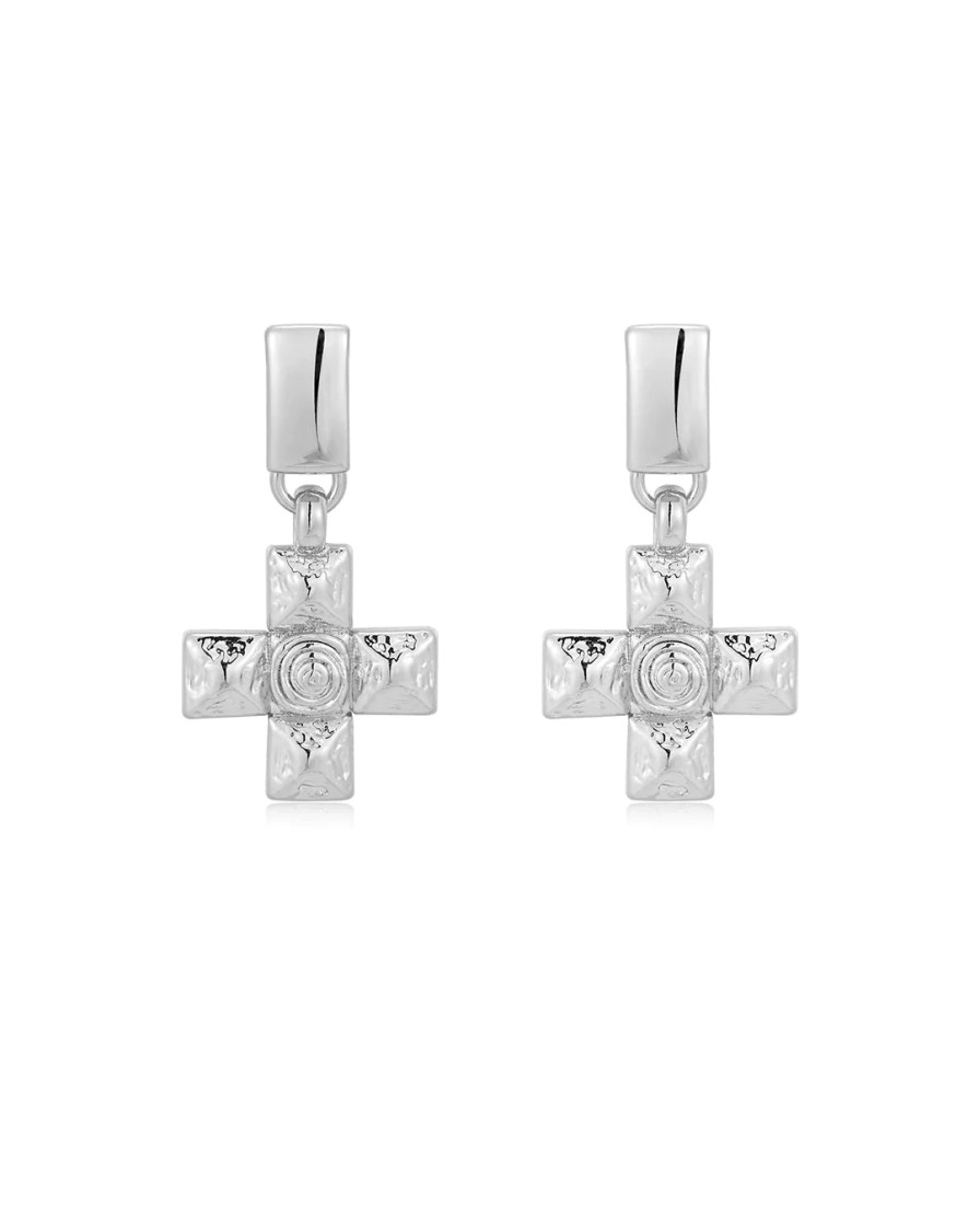 Jewellery Luv AJ | Luv Aj Molten Cross Pendant Earrings Silver