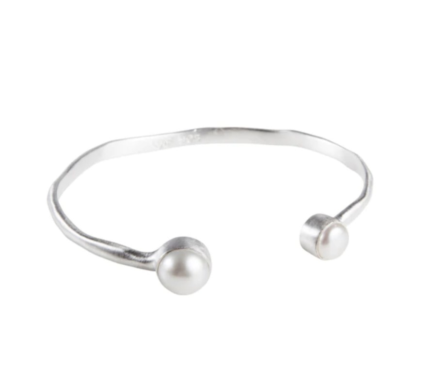 Jewellery Fairley | Fairley Double Pearl Cuff Silver