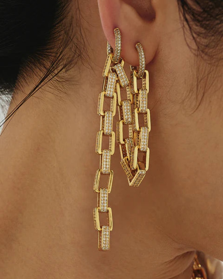 Jewellery Luv AJ | Luv Aj Jagger Chain Double Hoops - Gold