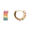 Jewellery Fairley | Fairley Rainbow Baguette Cluster Huggies Gold