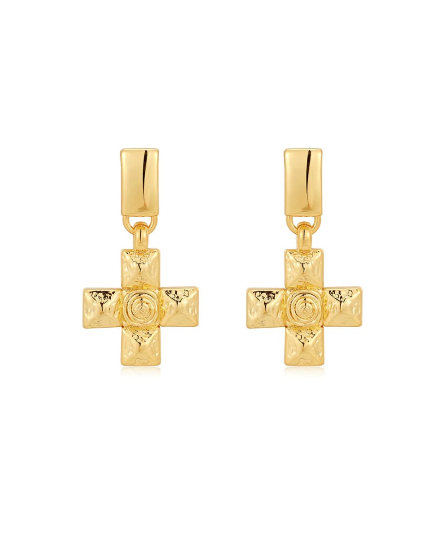 Jewellery Luv AJ | Luv Aj Molten Cross Pendant Earrings Gold