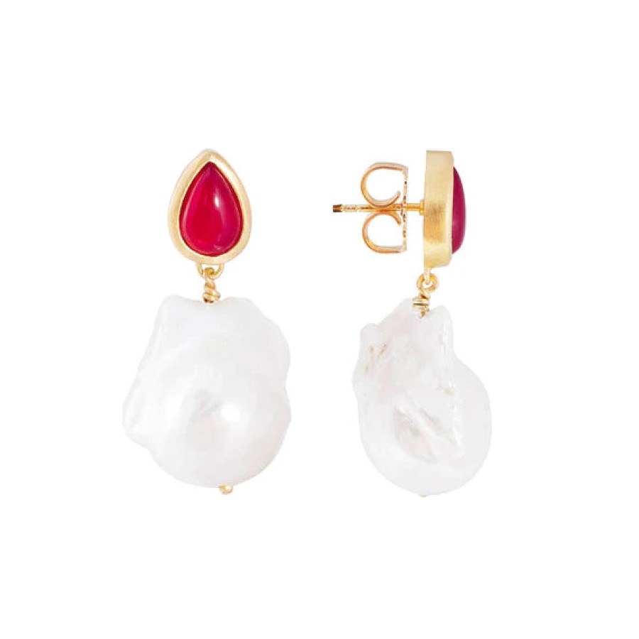 Jewellery Fairley | Fairley Pink Agate Baroque Drops