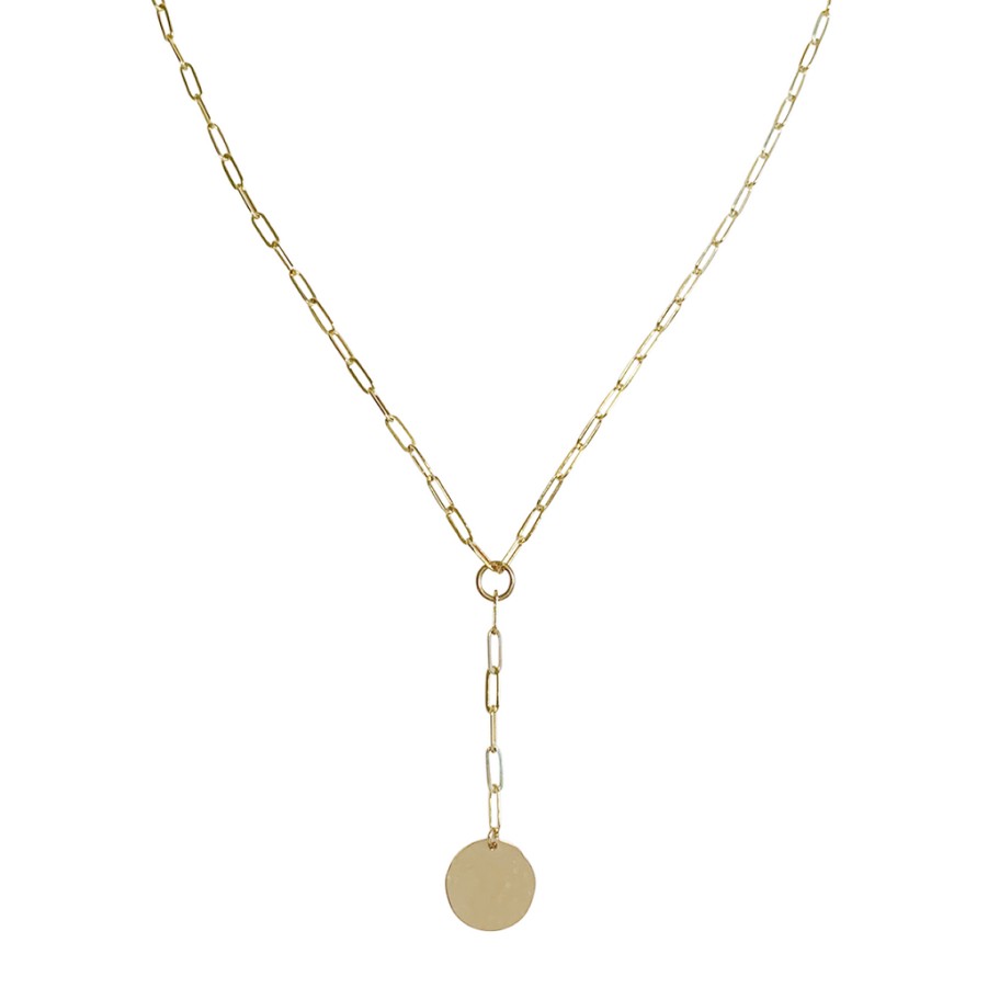 Jewellery MISUZI | Misuzi Gwen Disc Lariat Necklace Gold